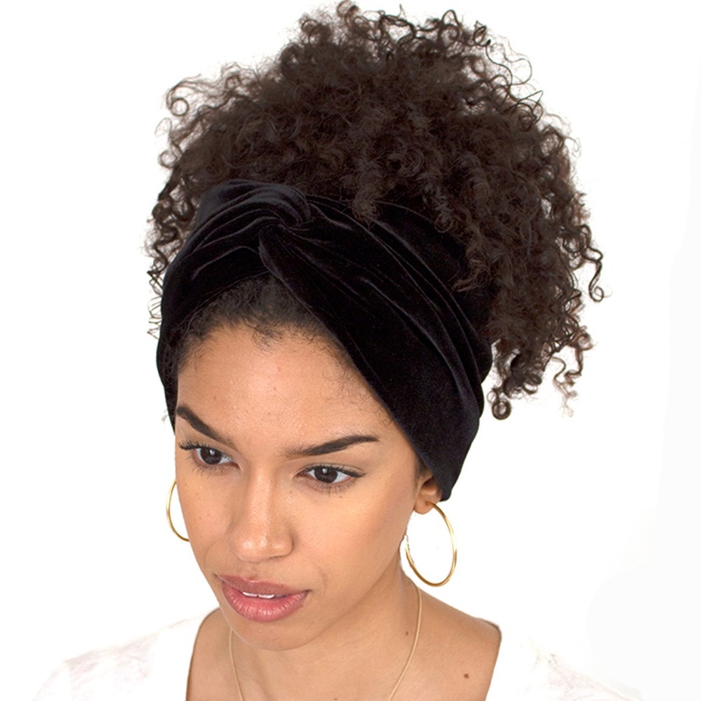 Stretch Velvet Headband Jet Black